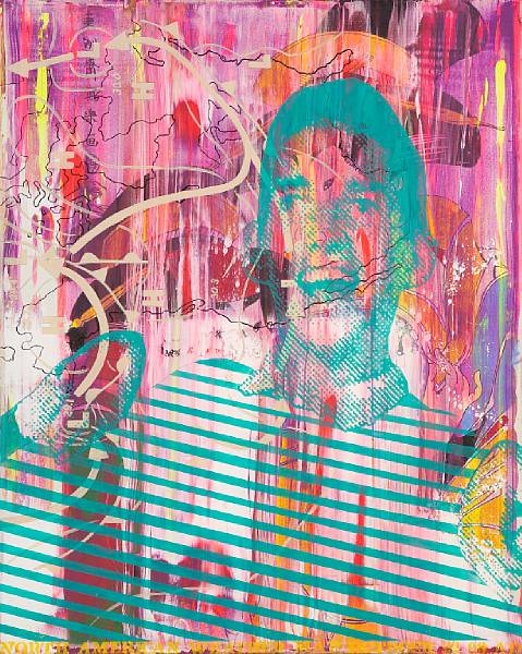 Appraisal: Ryuta Nakajima American born Tokyo Untitled acrylic and spray paint