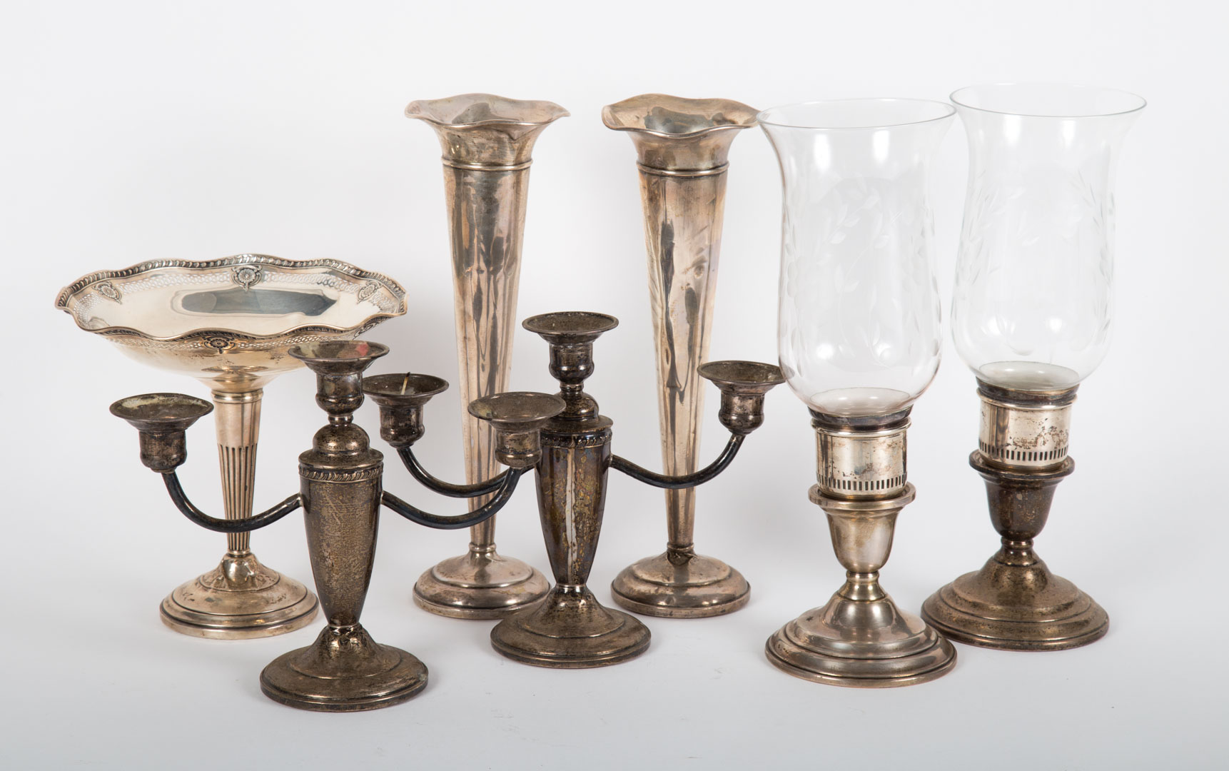 Appraisal: Group of American weighted sterling table articles including pair of