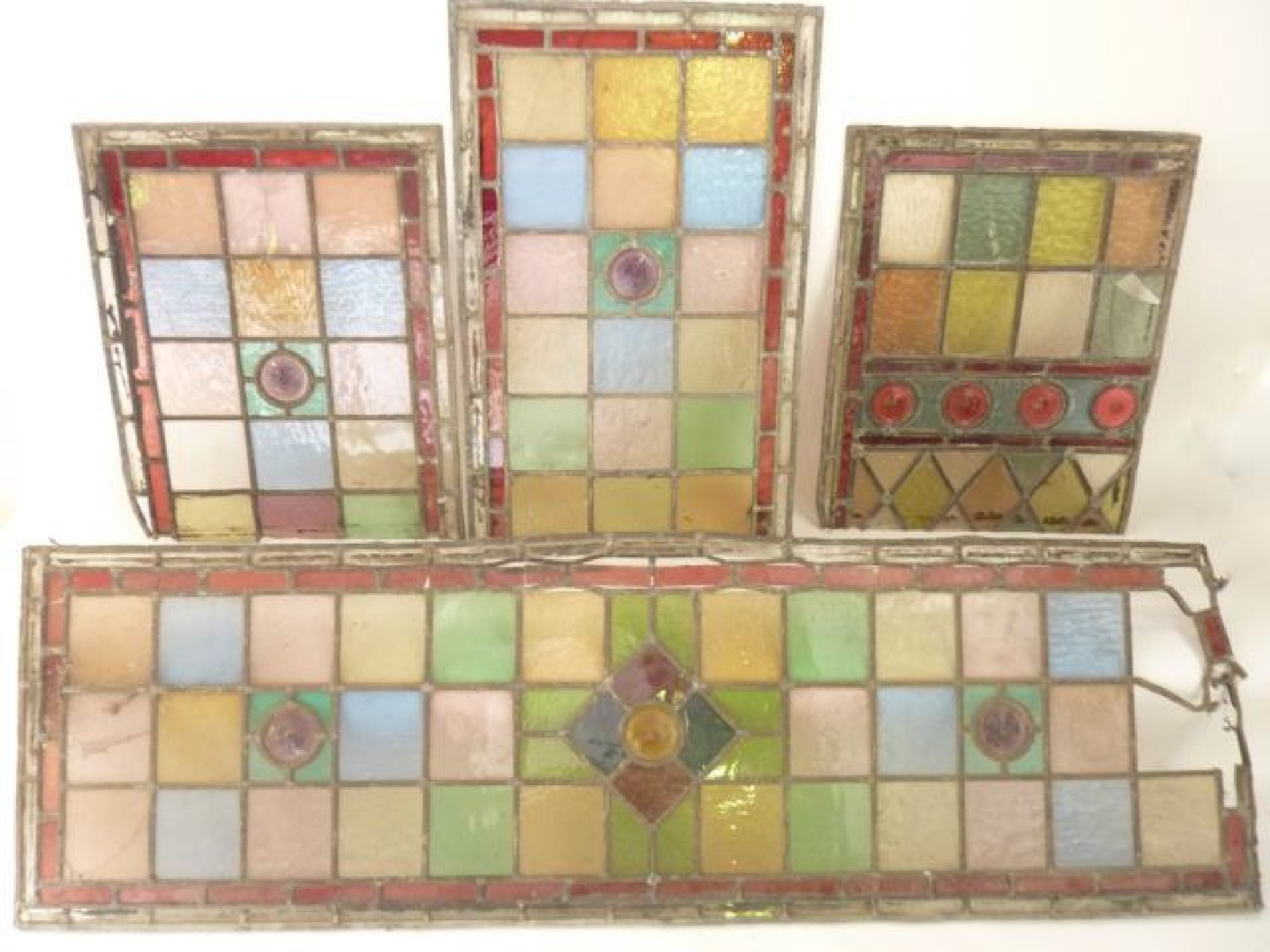 Appraisal: A collection of th century leaded coloured glass panels with