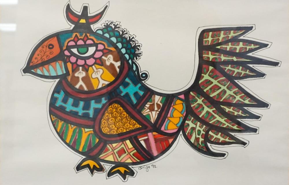 Appraisal: Mexican School th Century Rooster Marker on Paper Signed Frame