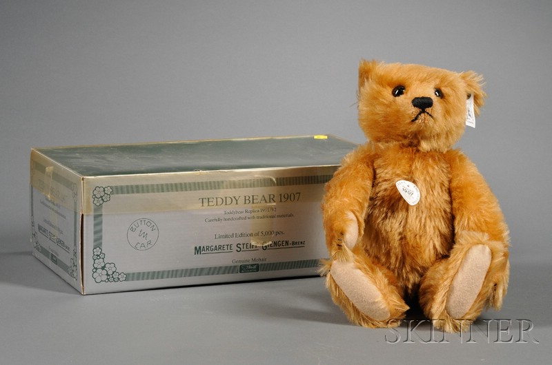 Appraisal: Boxed Steiff Reproduction Teddy Bear with long ginger mohair black