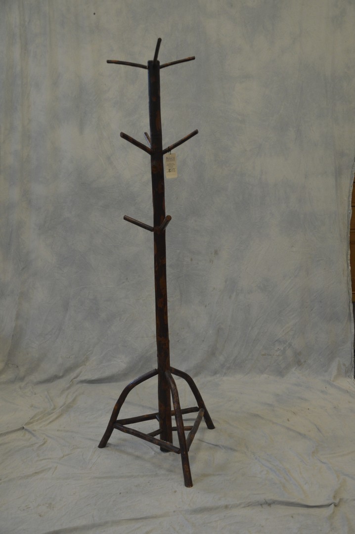 Appraisal: Primitive Adirondack style hall tree on tripod base h missing