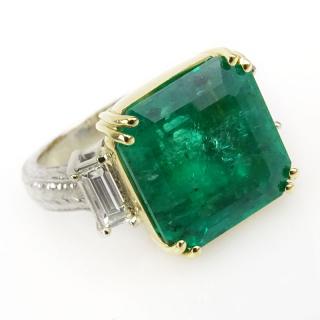 Appraisal: Beautiful Approx Carat Colombian Emerald carat Baguette Cut Diamond and