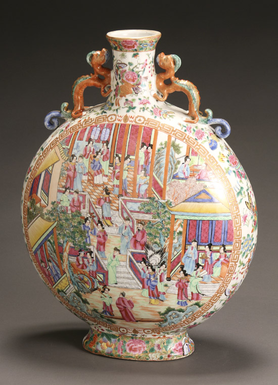 Appraisal: Chinese Export 'Famille Rose' Moon Flask th Century Having an