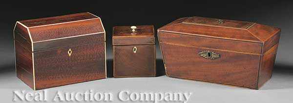 Appraisal: A Group of Three Antique English Tea Caddies one c