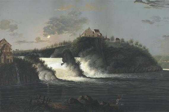 Appraisal: BLEULER JOHANN LUDWIG Feuerthalen - Schloss Lauffen attributed Der Rheinfall