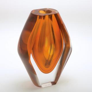 Appraisal: Morales-Schildt for Kosta glass vase th c Ventana orange and