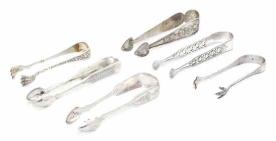 Appraisal: Three Danish Silver Sugar Tongs two having bright cut decoration