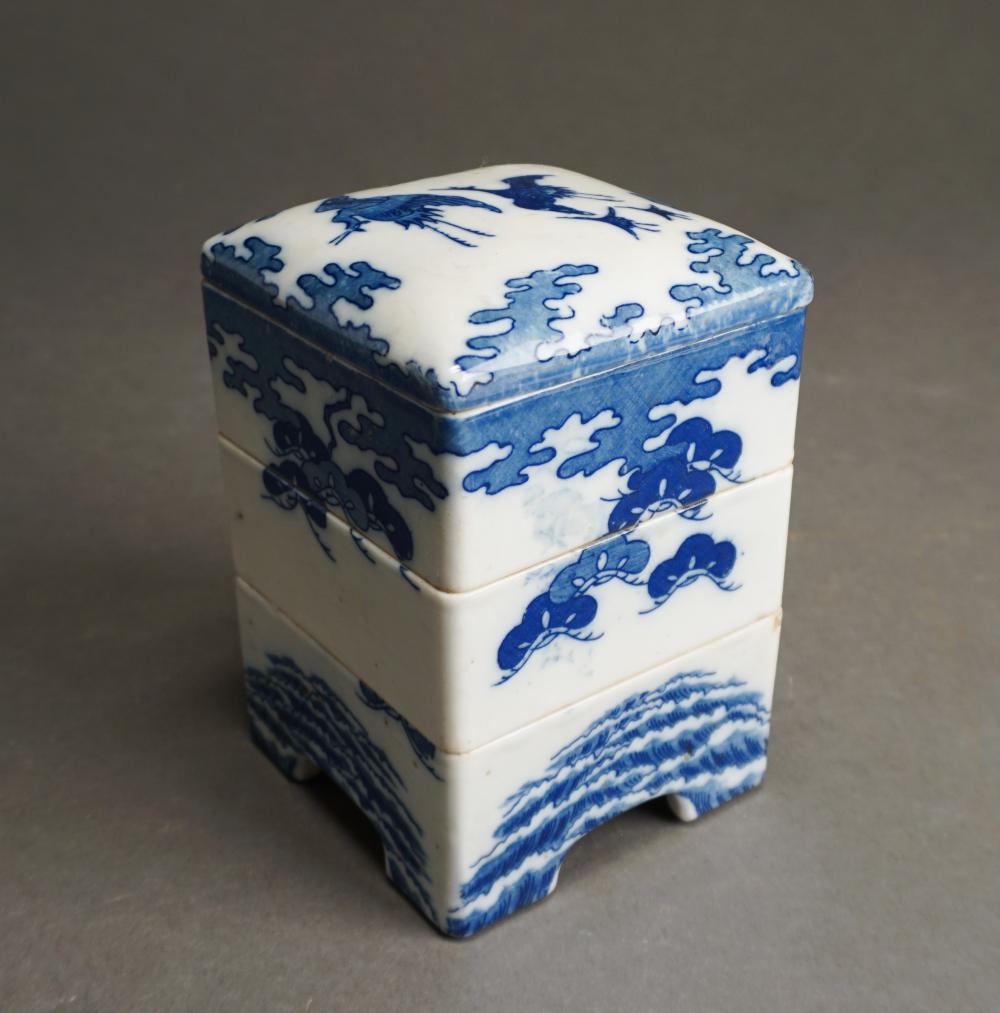 Appraisal: JAPANESE BLUE AND WHITE PORCELAIN BENTO BOX H IN CM