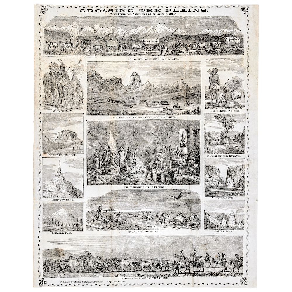 Appraisal: Illustrated California Gold Rush Letter Sheet CROSSING THE PLAINS by