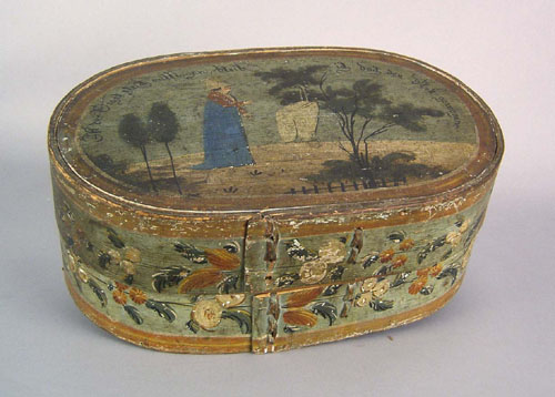 Appraisal: Continental painted pine brides box early th c h w