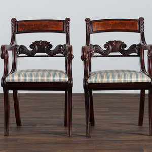 Appraisal: A Pair of Classical Cornucopia Carved Mahogany Armchairs Probably New