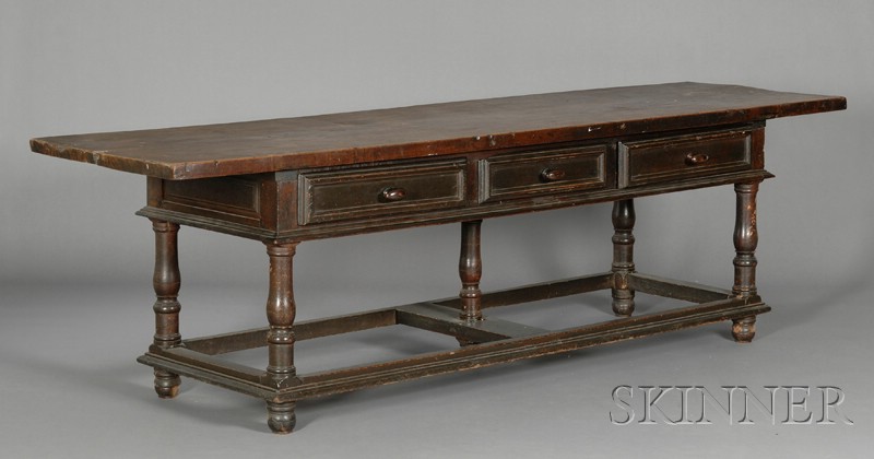 Appraisal: French Baroque Walnut Refectory Table third quarter th century with