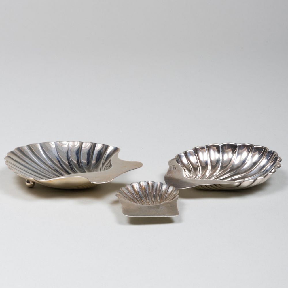 Appraisal: Three Silver Shell Dishes Comprising A Tiffany Co dish marked