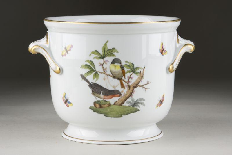 Appraisal: Herend Rothschild Bird Cache Pot tapered footed form with applied