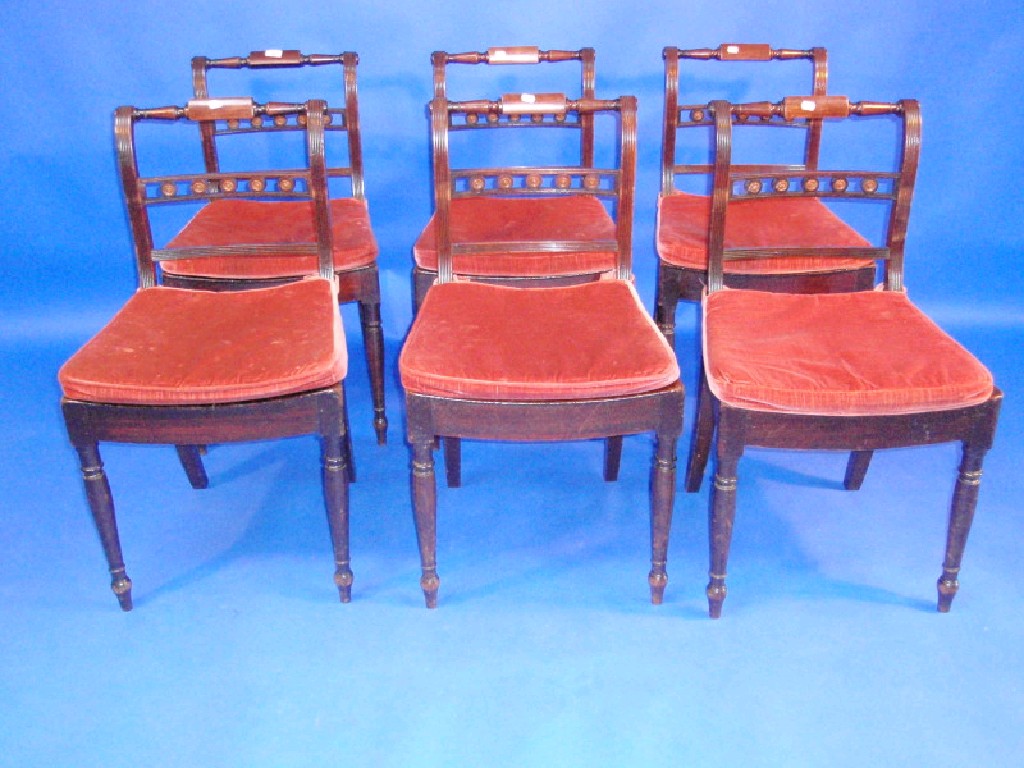 Appraisal: A set of six Regency mahogany dining chairs with bar