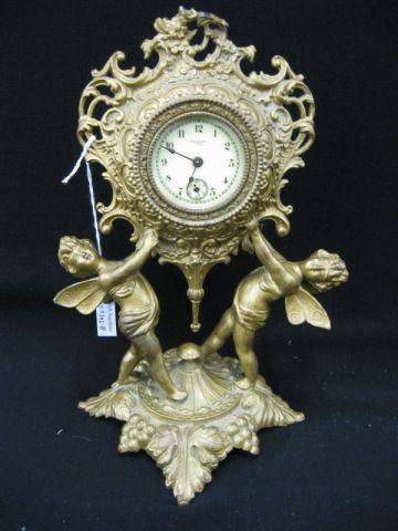 Appraisal: New Haven Victorian Figural Clock cherub decor tall found in