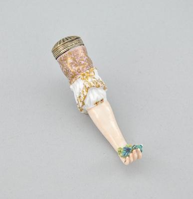 Appraisal: An Unusual Porcelain Etui with Silver Hinged Lid In the