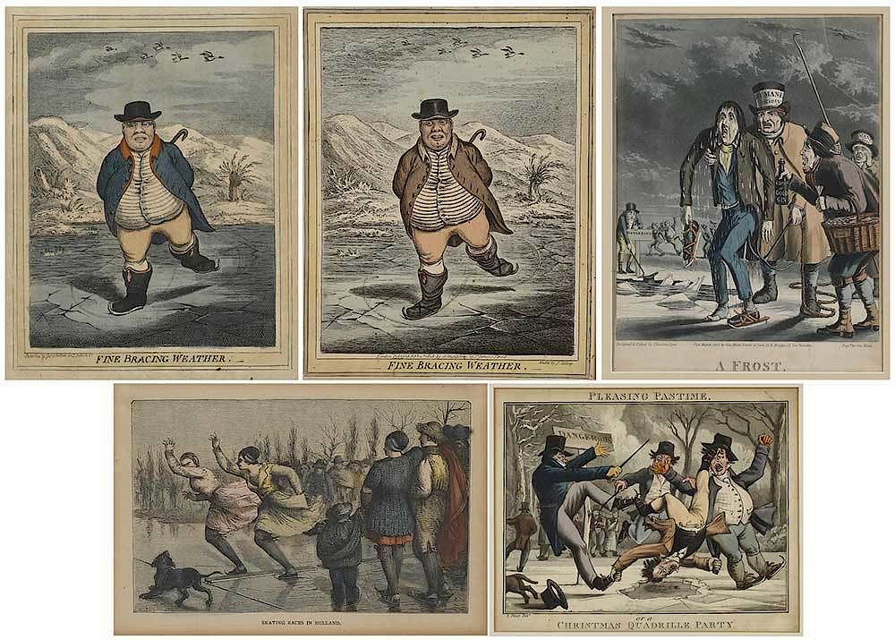 Appraisal: Five Skating Related Prints th century Two after Rev John