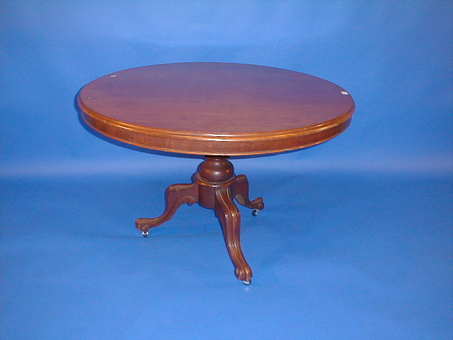 Appraisal: A Victorian mahogany breakfast table with circular tilt top