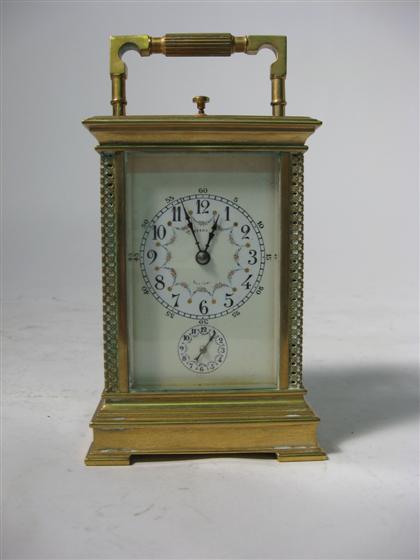 Appraisal: Two French brass and glass carriage clocks th century Typical