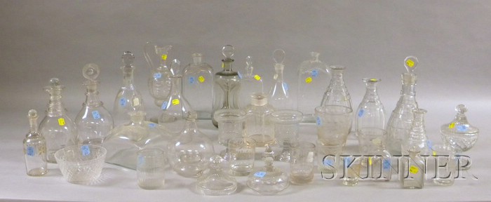 Appraisal: Thirty-three Pieces of Colorless Mostly Blown Glassware including fifteen decanters