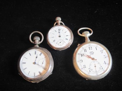 Appraisal: Three silver open face pocket watchesIllinois international and unsigned th