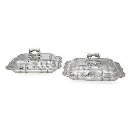 Appraisal: Pair of George IV Silver Covered Entree Dishes Estimate -