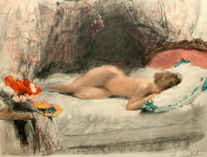 Appraisal: Antoine Calbet - - Reclining female nude published by Octave