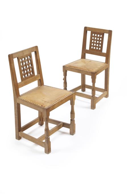 Appraisal: ROBERT 'MOUSEMAN' THOMPSON EIGHT DINING CHAIRS MID TH CENTURY oak