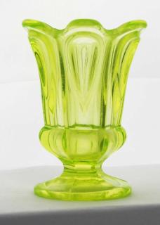 Appraisal: th c pattern molded footed vase bright canary glass ht