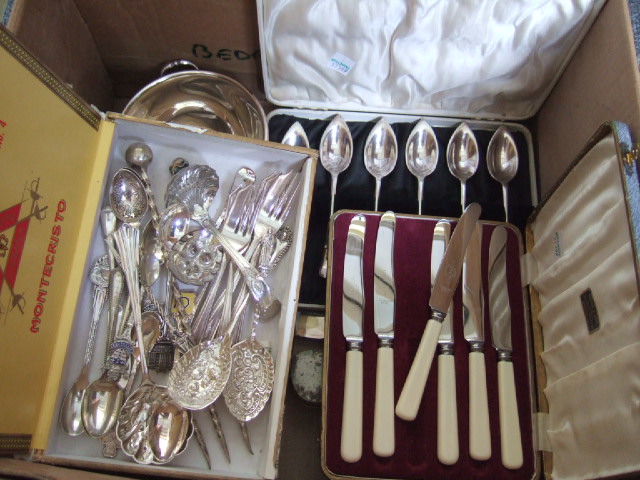 Appraisal: Mostly plated wares comprising a set of six grapefruit spoons