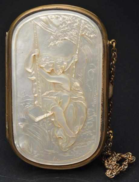 Appraisal: Mother of Pearl Lady's Change Purse with Chain Marked S