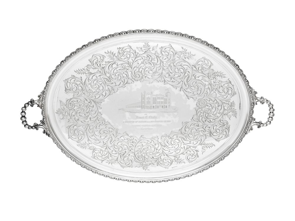 Appraisal: An English Silver-Plate Presentation Tray of Chicago and Railroad Interest