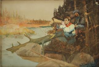 Appraisal: Frederic Remington American - Calling in Moose watercolor on paper