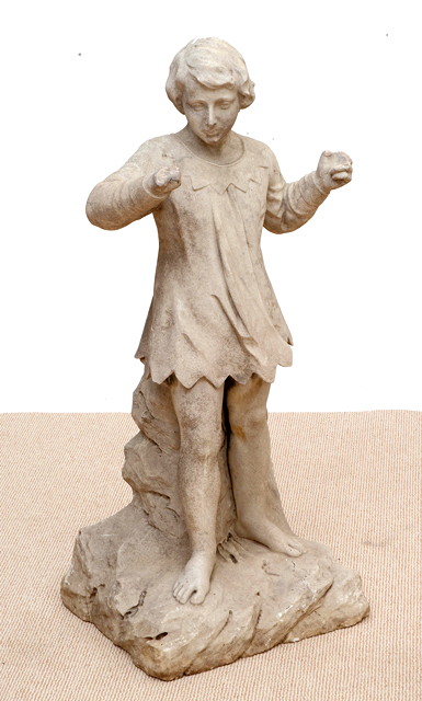 Appraisal: A TH CENTURY WHITE MARBLE STATUE of an urchin raised