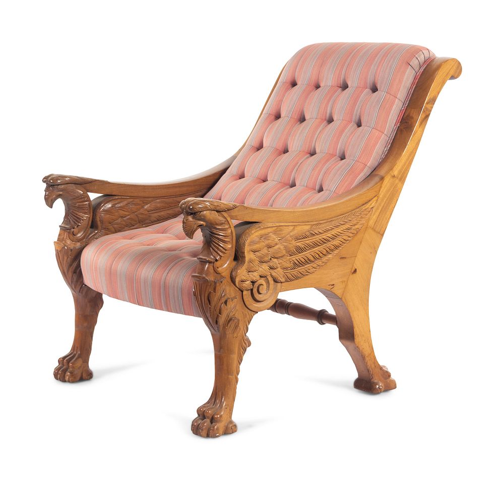 Appraisal: An Empire Style Eagle Carved Walnut Armchair An Empire Style