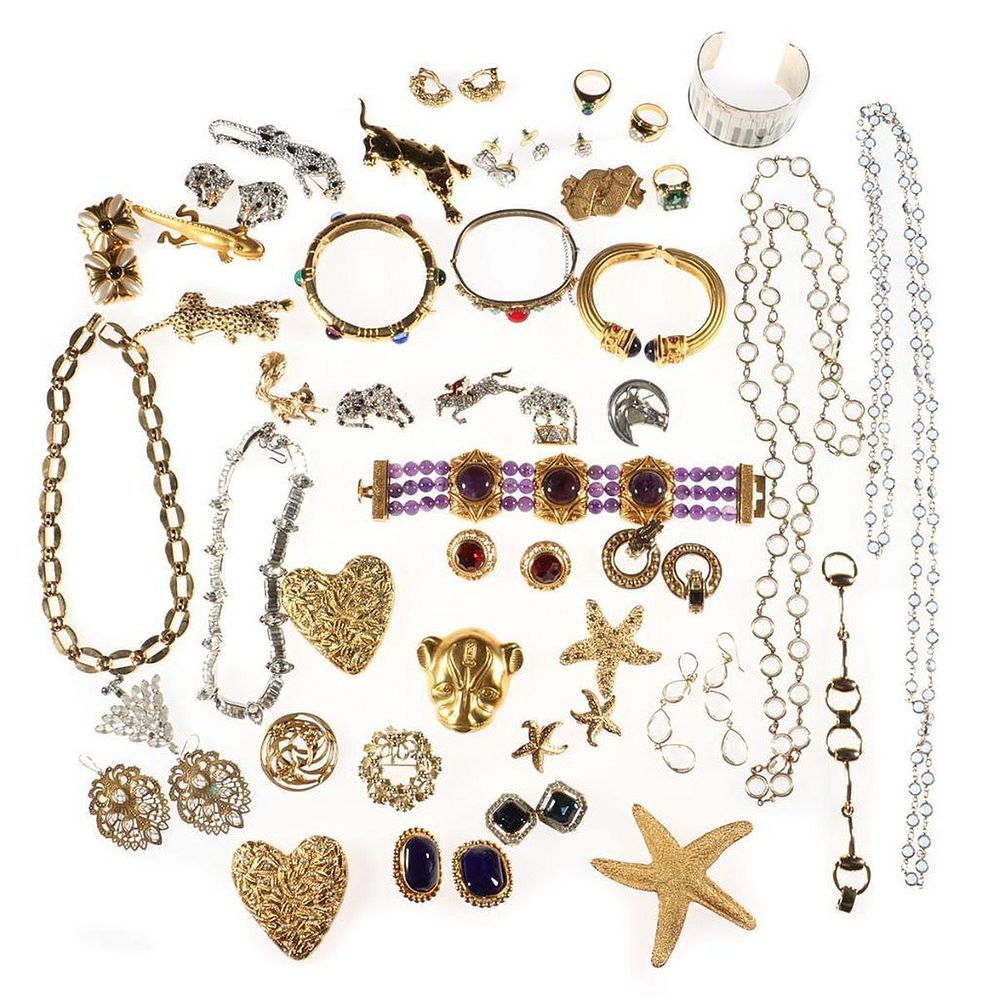 Appraisal: Collection of costume and rhinestone jewelry comprising necklaces bracelets brooches