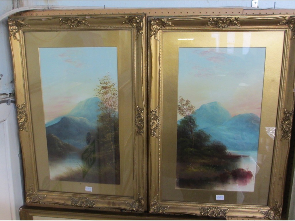 Appraisal: Pair of oil on board early th century Highland landscapes