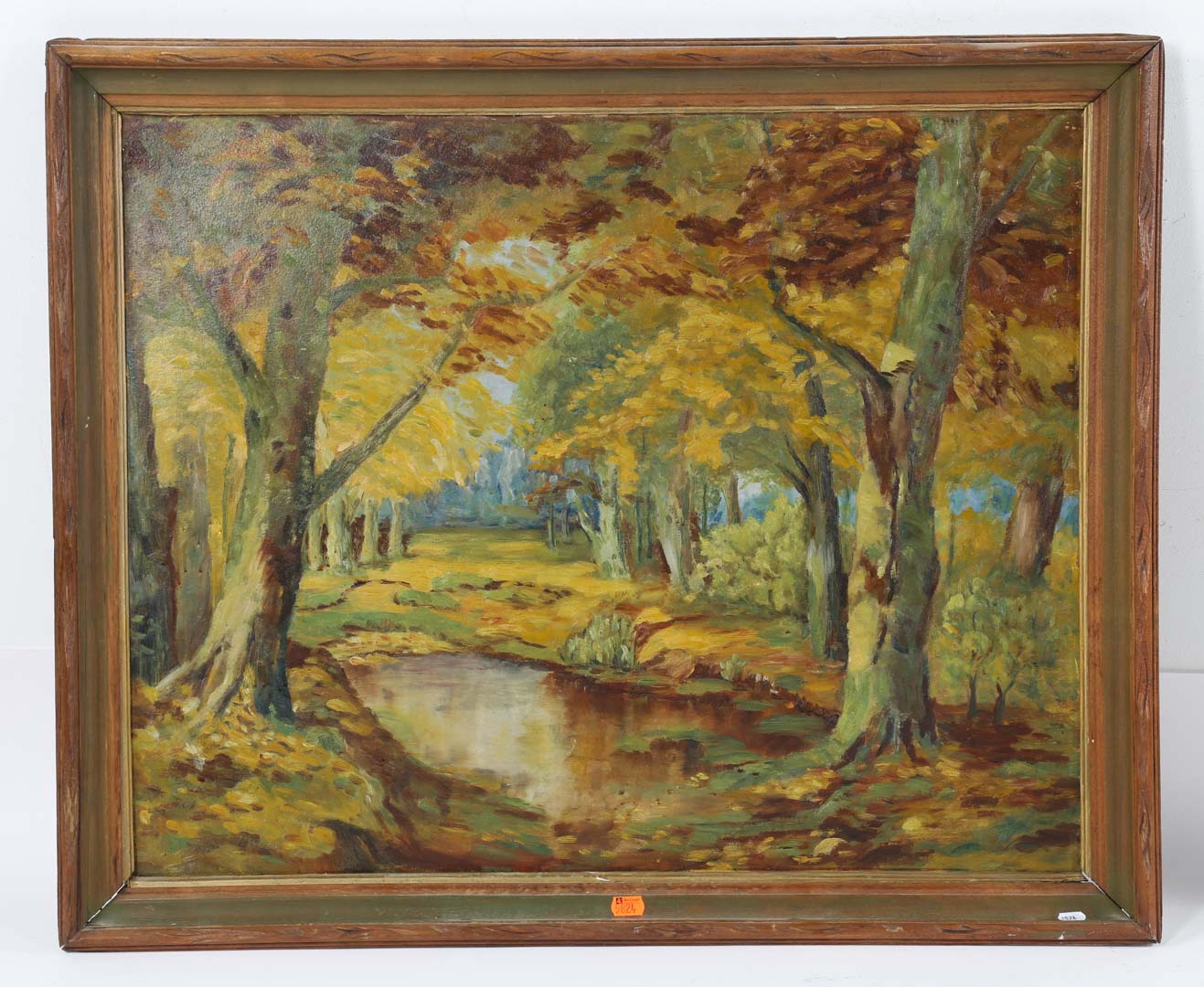 Appraisal: Framed oil on board of a forest scene Undernumber