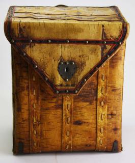 Appraisal: outstanding th c Adirondack birchbark box w tin plate escutcheon