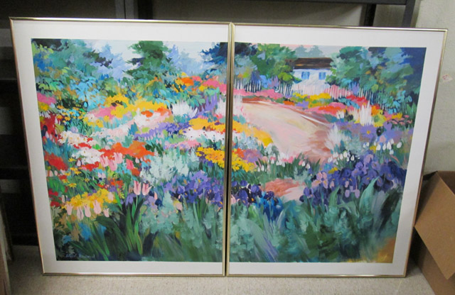 Appraisal: SATSUKO HAMILTON DIPTYCH ACRYLIC ON CANVAS Japan Oregon th century