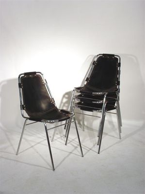 Appraisal: Four modern chrome and leather dining chairs originally designed by