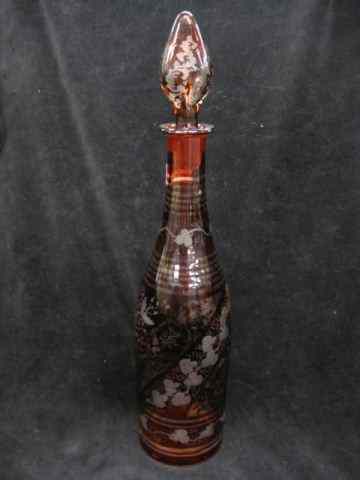 Appraisal: Bohemian Ruby Cut-to-Clear Decanter grape vine decor '' excellent