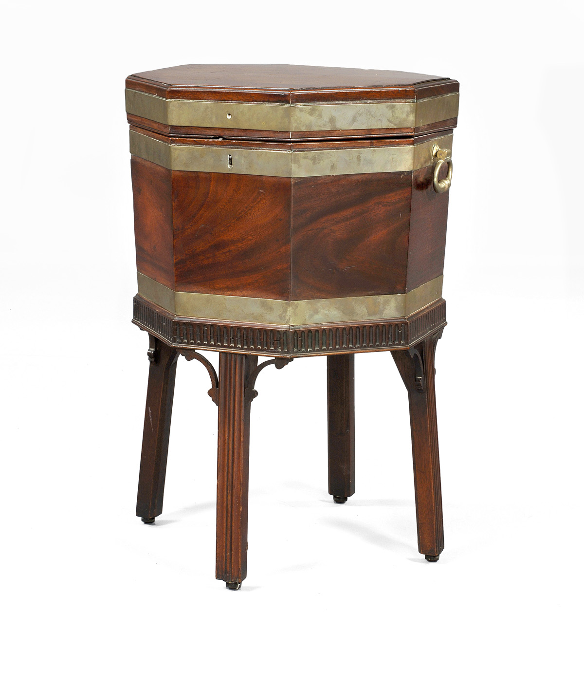 Appraisal: GEORGE III BRASS BOUND MAHOGANY WINE COOLER OF OCTAGONAL FORM