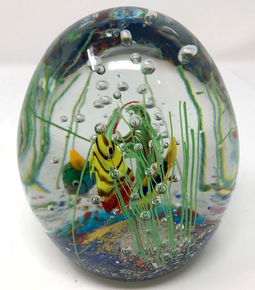 Appraisal: Murano Glass Aquarium Paperweight Lot Murano Glass Aquarium Paperweight Glass