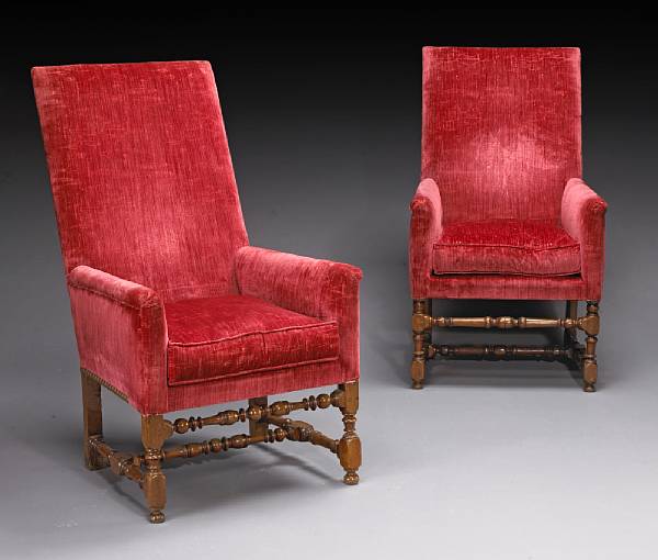 Appraisal: A pair of Louis XIV walnut fauteuils late th century