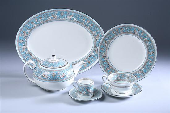 Appraisal: -PIECE WEDGWOOD BONE CHINA LUNCHEON SERVICE Florentine-Turquoise pattern Including eleven