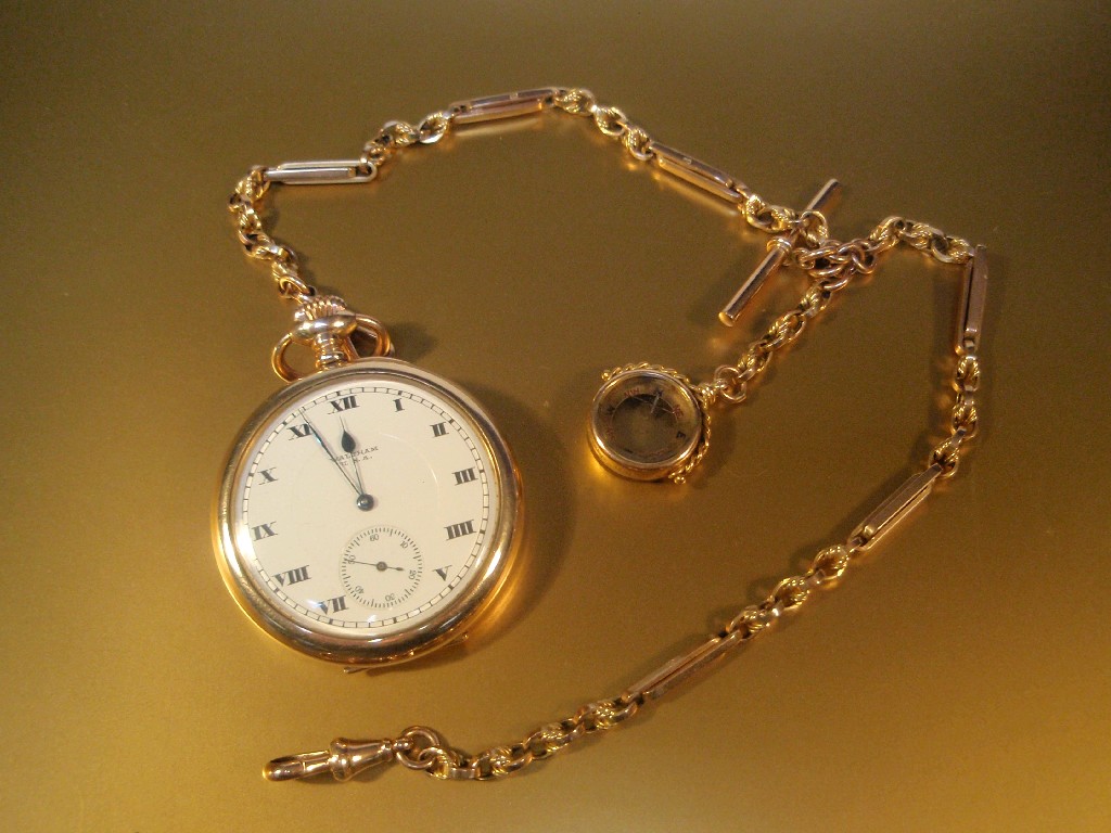 Appraisal: A Waltham gold plated open face pocket watch together with