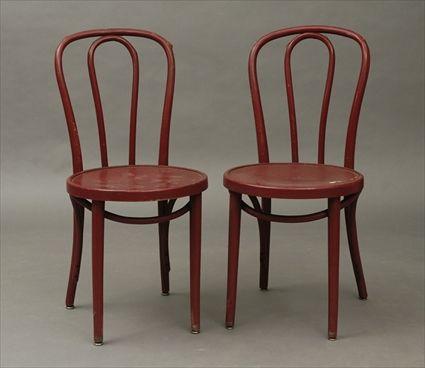 Appraisal: Pair of Red Painted Bentwood Side Chairs in in diam